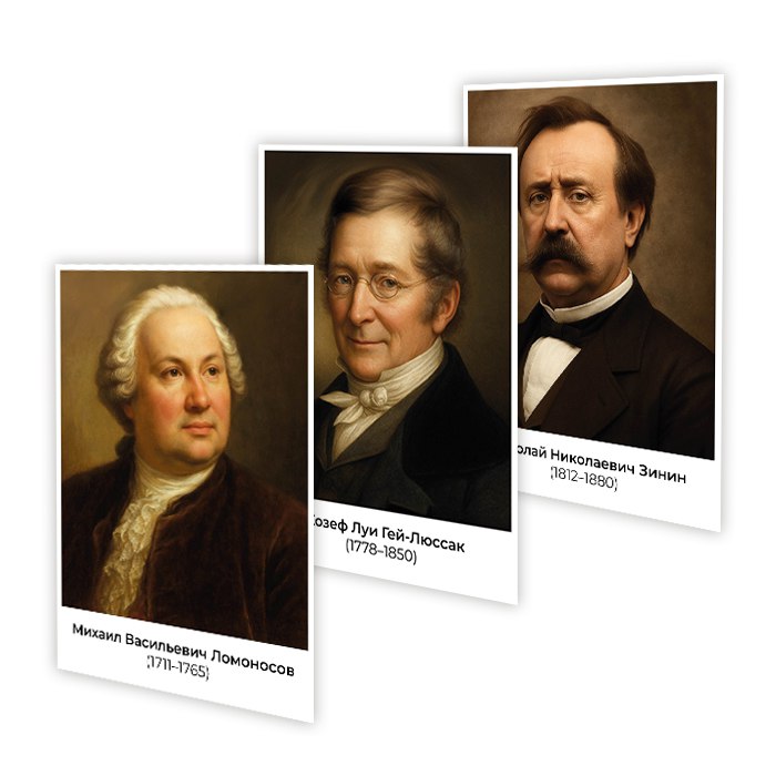 Комплект портретов выдающихся ученых химиков А3 13 шт