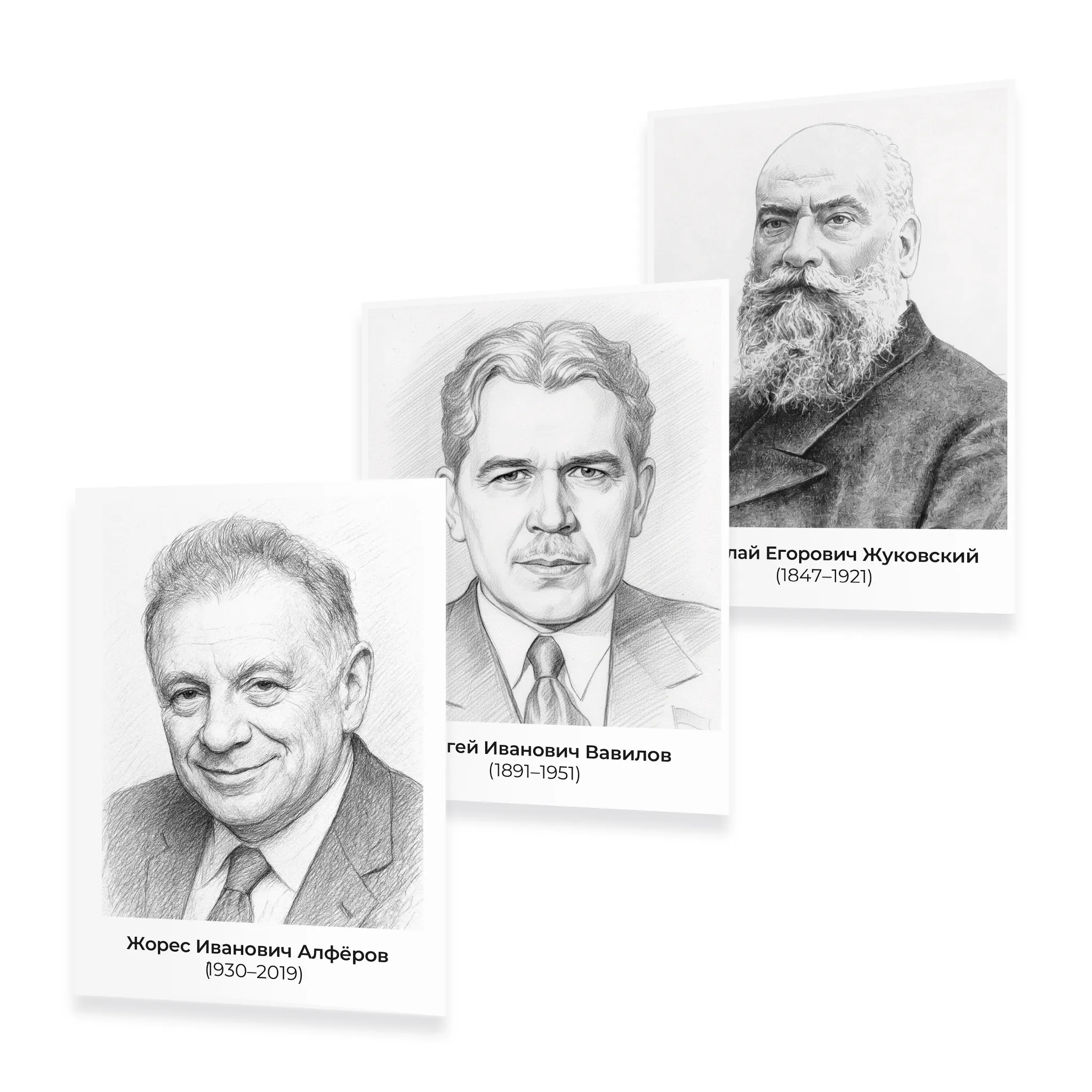 Комплект портретов отечественных физиков А3, 13 шт. (ч/б)