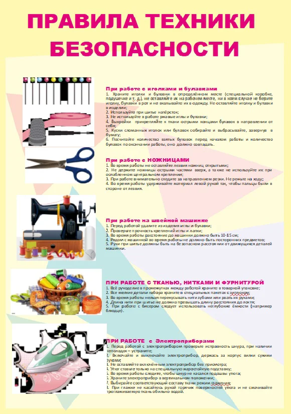 Комплект таблиц «Безопасность в кабинете Домоводство» (3 шт.)