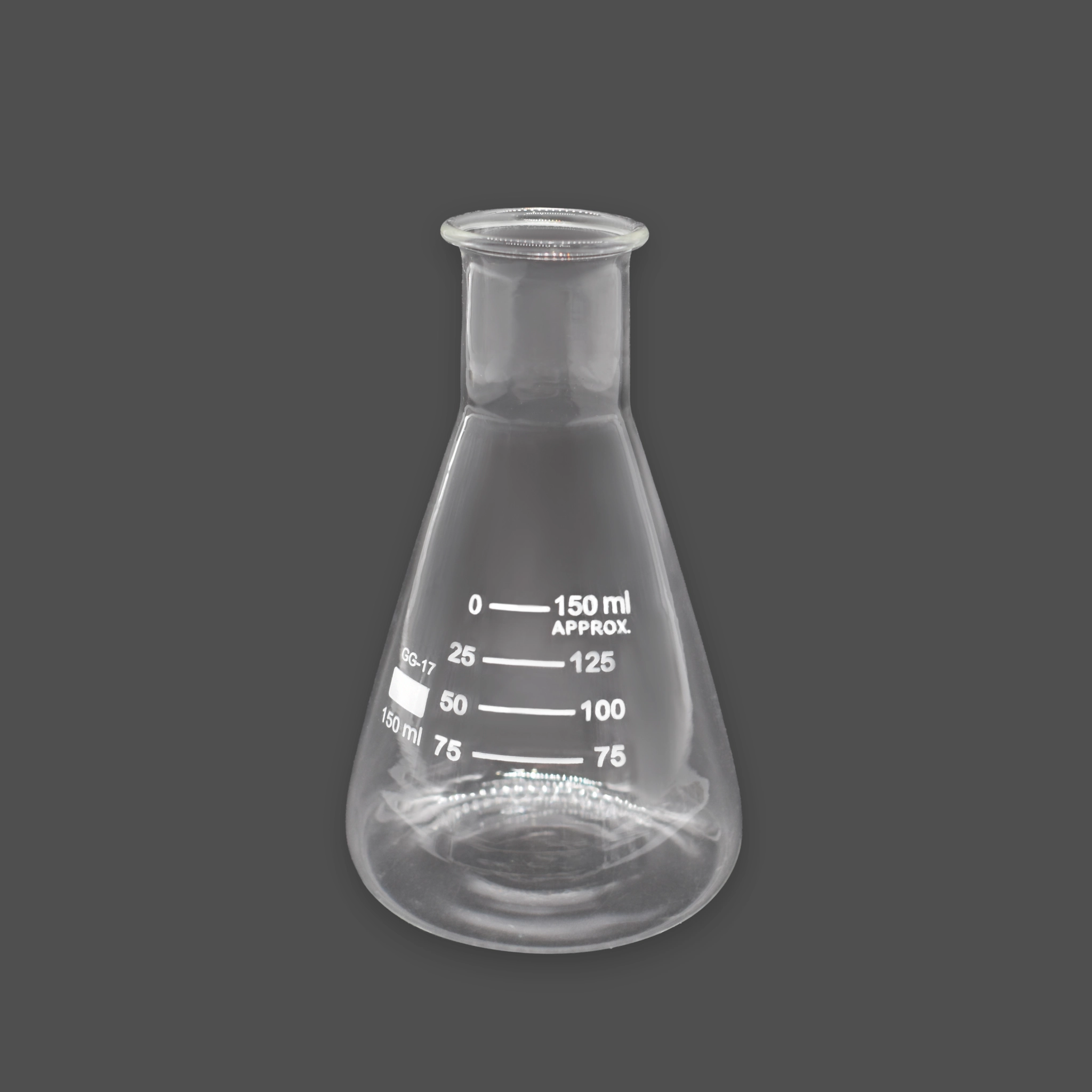 Колба коническая 150 мл стеклянная без шлифа со шкалой