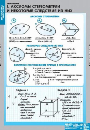 Стереометрия (Комплект таблиц 9 шт. Математика) 4-8475-009 Стереометрия (Комплект таблиц 9 шт. Математика) 4-8475-009