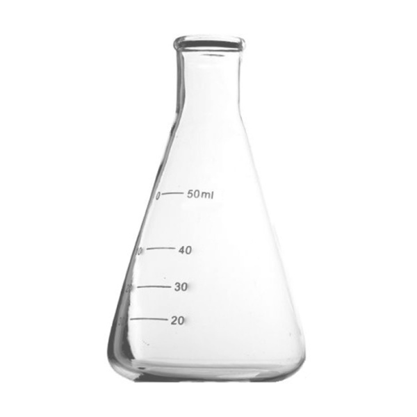 Колба коническая 50 мл стеклянная без шлифа со шкалой