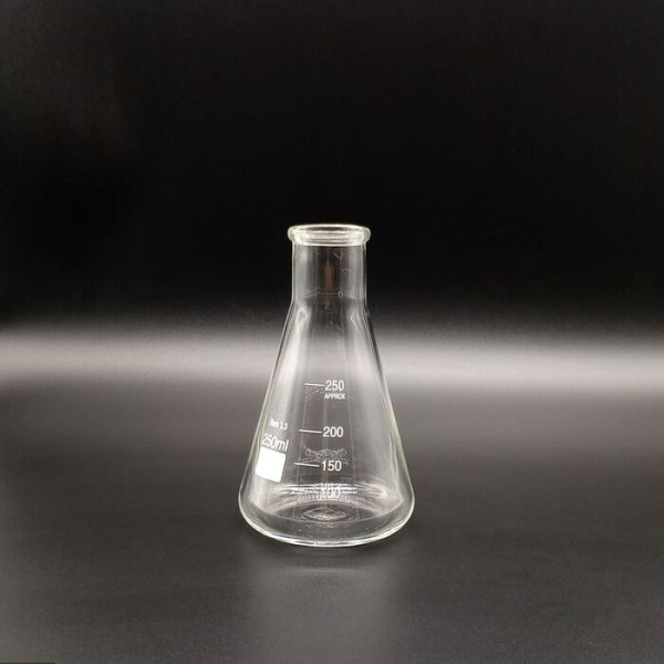 Колба коническая 250 мл стеклянная без шлифа со шкалой