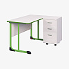 Стол учителя на металлокаркасе с мобильной тумбой и антивандальной кромкой