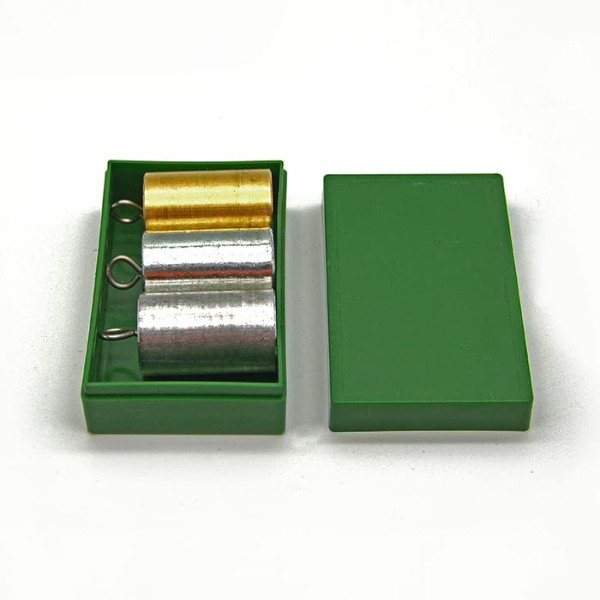 Набор тел равного объема (латунь, сталь, алюминий) цилиндры