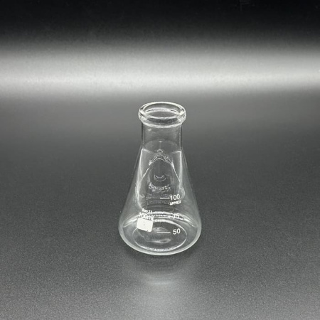 Колба коническая 100 мл стеклянная без шлифа со шкалой Колба коническая 100 мл стеклянная без шлифа со шкалой