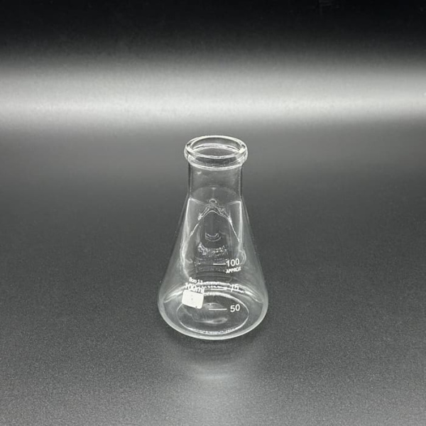 Колба коническая 100 мл стеклянная без шлифа со шкалой