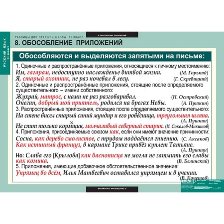 Русский язык (Комплект таблиц 16 шт. 11 кл.) 5-8662-016 Русский язык (Комплект таблиц 16 шт. 11 кл.) 5-8662-016